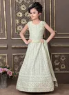 Light Pista Colour Saanvi New Latest Designer Wedding Kidswear Georgette Lehenga Choli Collection 5004